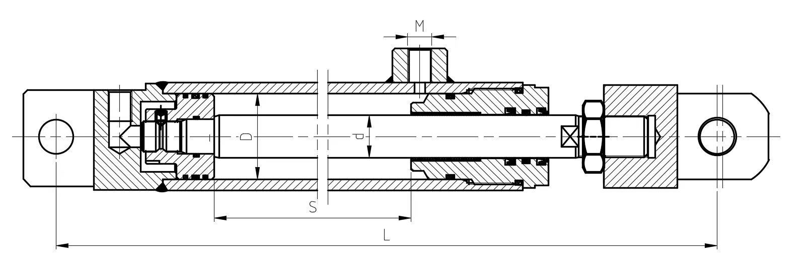 Left and Right Forward Extension Hydraulic Cylinder Dimensions