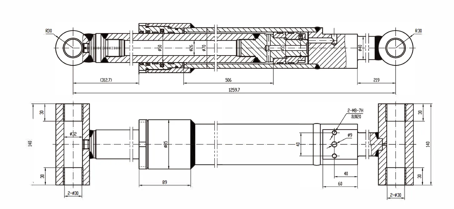 Swing Rod Hydraulic Cylinder Dimensions
