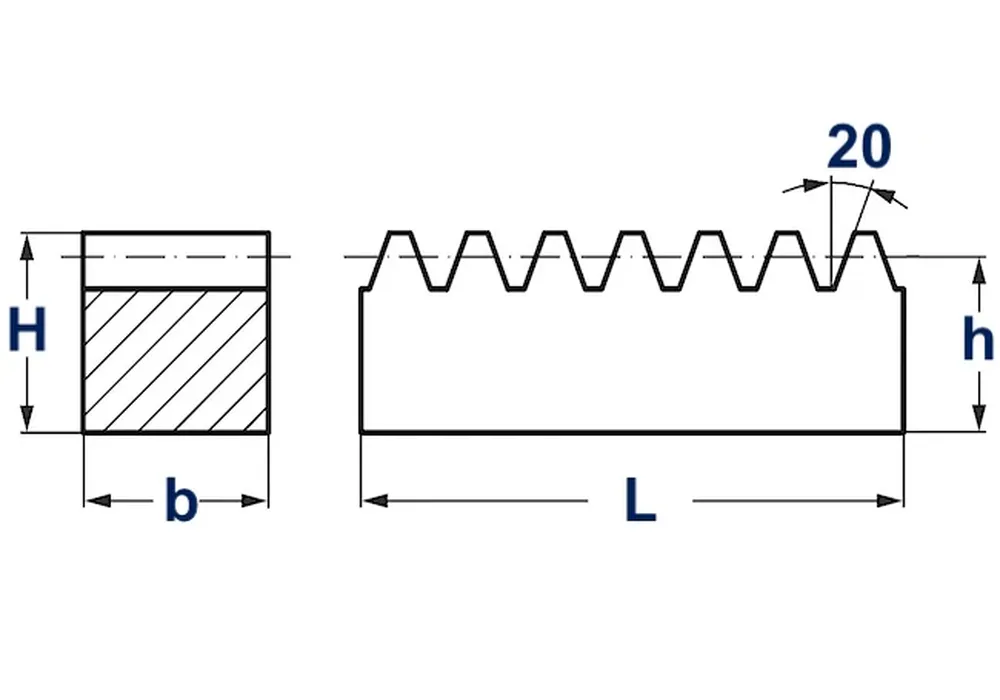 Brass Gear Rack Dimensions