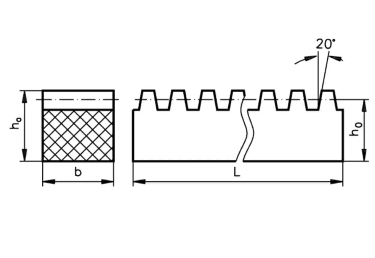 C45K Steel Gear Rack Dimensions