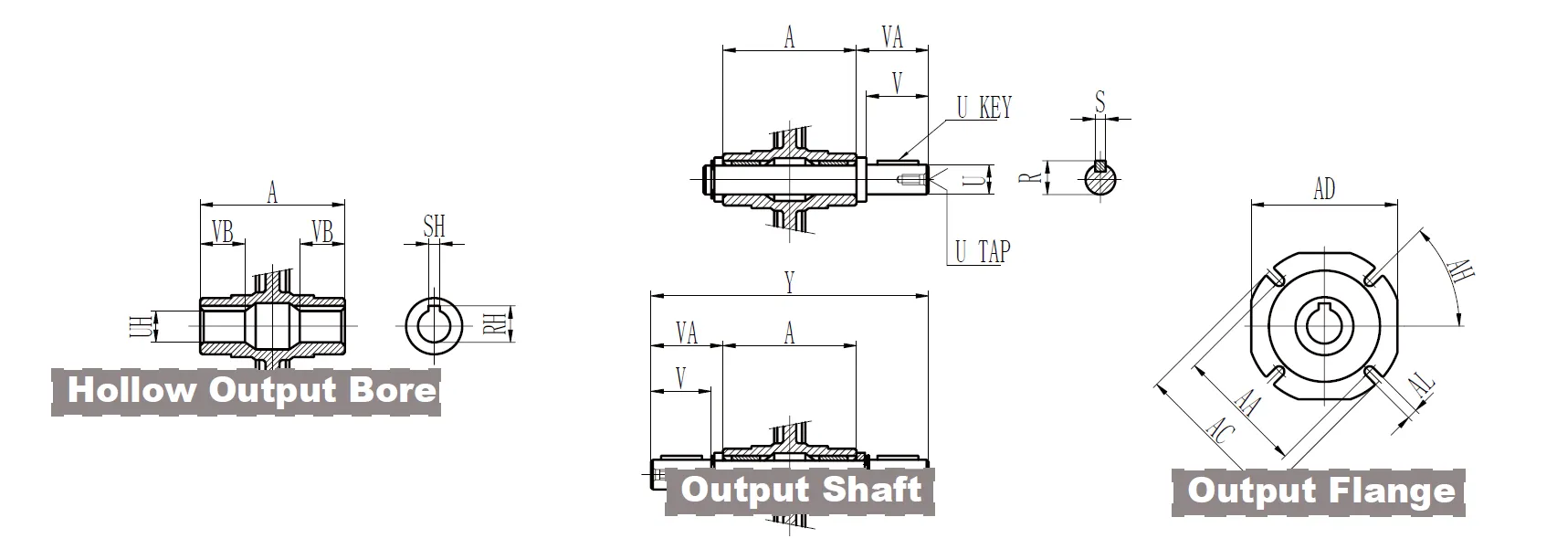 CMN-NMRV Worm Gear Reducer Dimensions