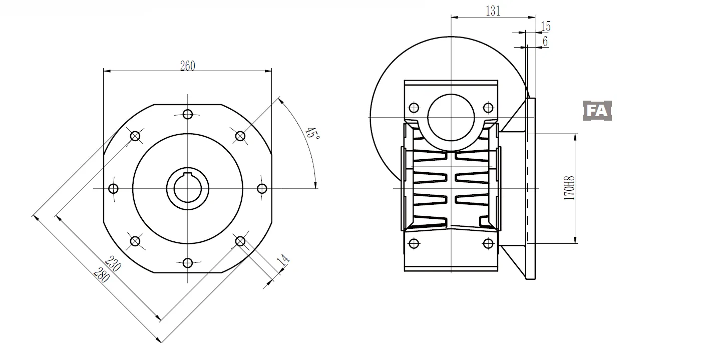 CMN-NMRV110 Worm Gear Reducer Dimensions