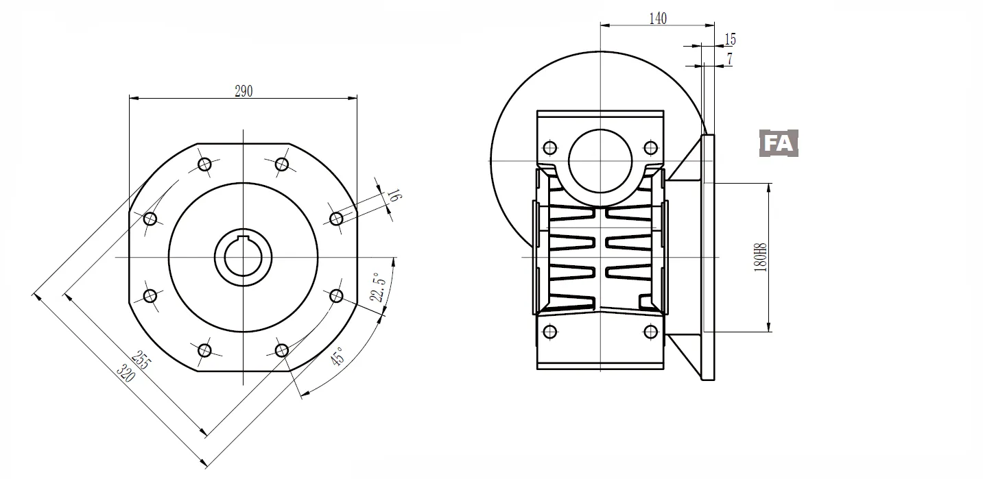 CMN-NMRV130 Worm Gear Reducer Dimensions