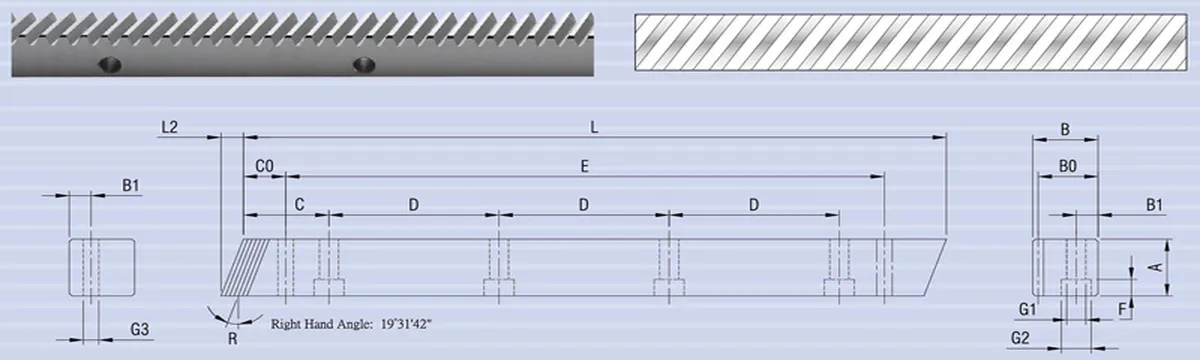 Helical Gear Rack Dimensions