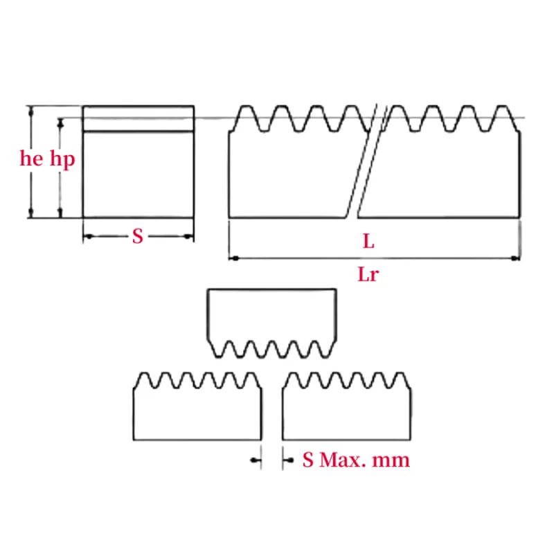 Metric Spur Gear Rack Dimensions