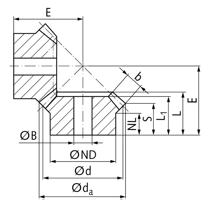 Stainless Steel Bevel Gear Dimensions