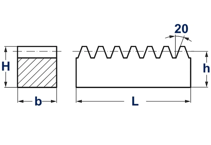 Stainless Steel Gear Rack Dimensions