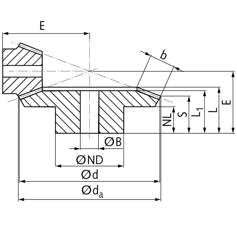 Steel Straight Bevel Gear Dimensions
