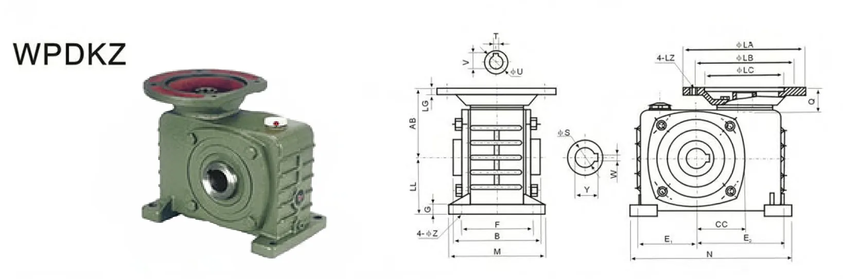 WPDKZ Worm Gearbox Dimensions