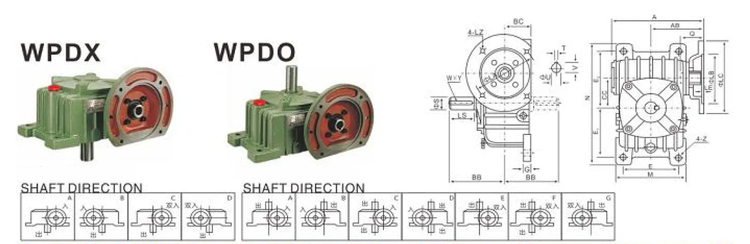 WPDO Worm Gearbox Dimensions