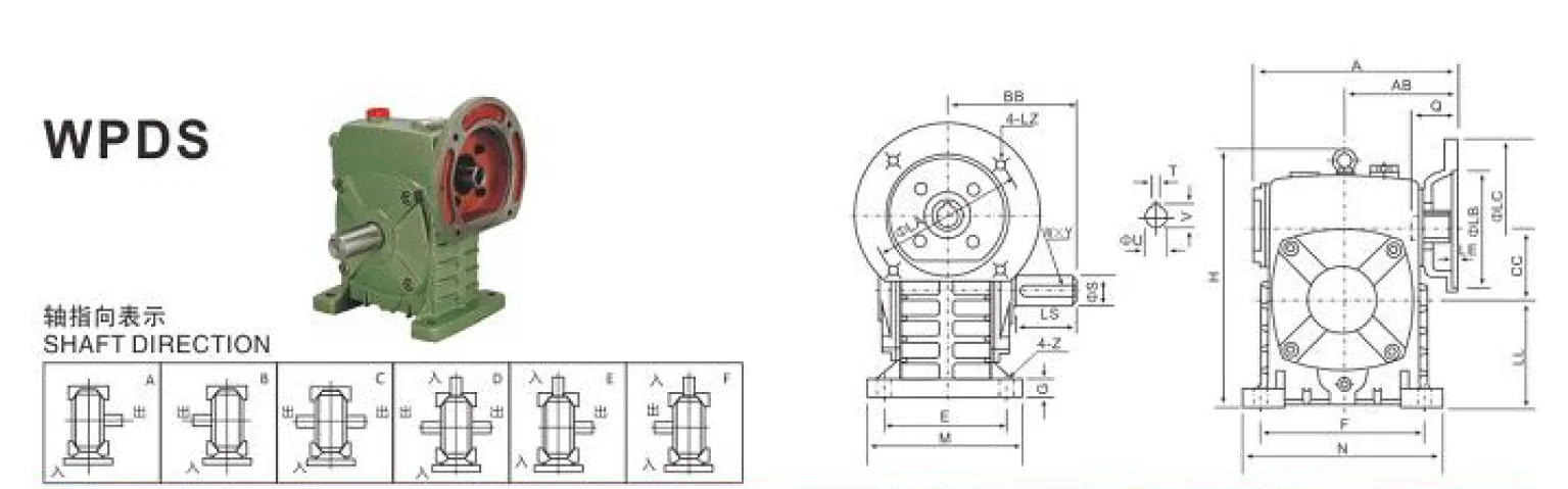 WPDS Worm Gearbox Dimensions