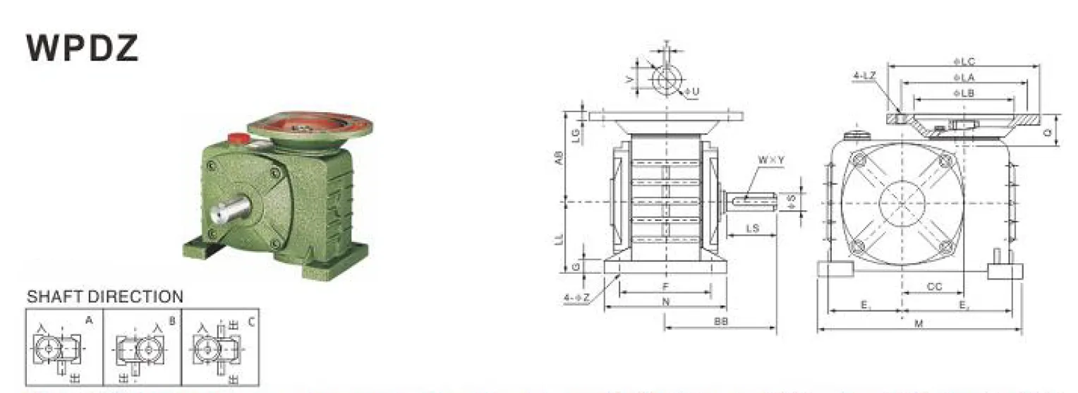 WPDZ Worm Gearbox Dimensions