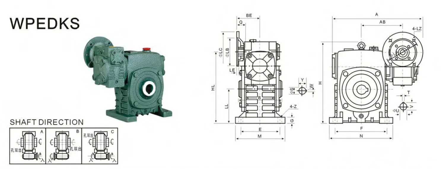 WPEDKS Worm Gearbox Dimensions