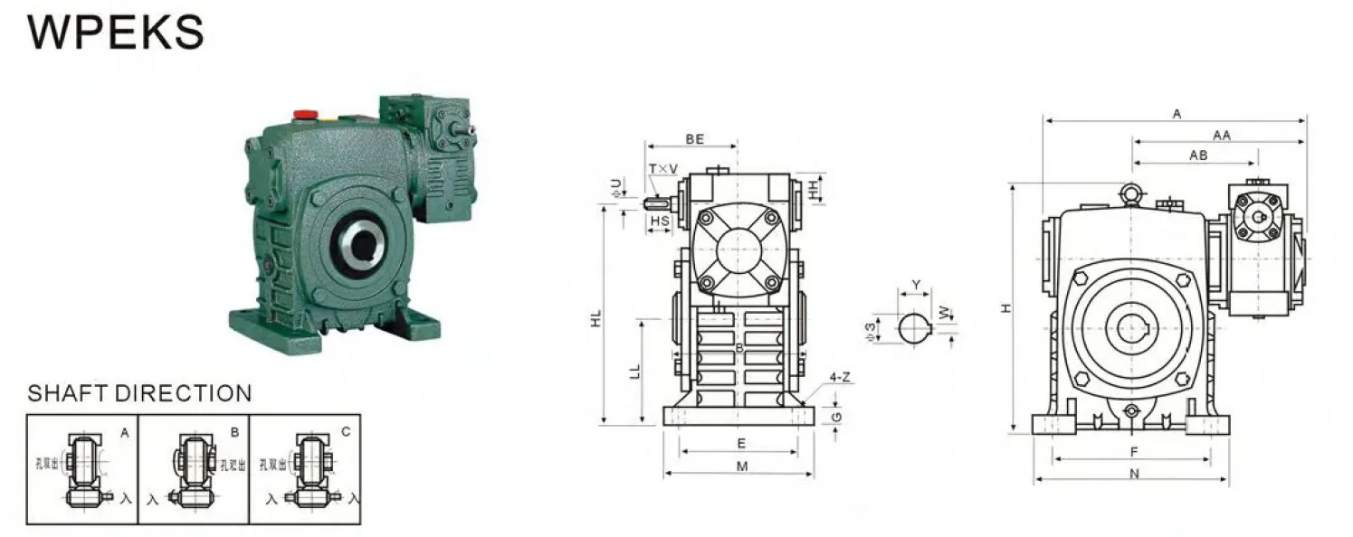 WPEKS Worm Gearbox Dimensions
