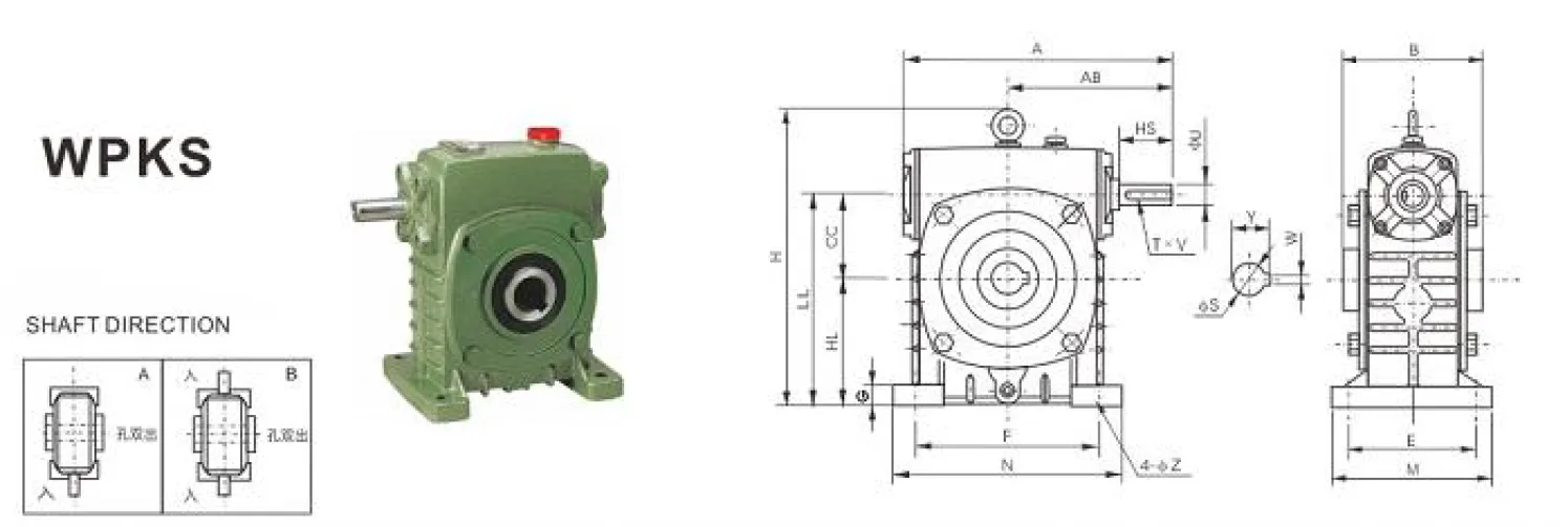 WPKS Worm Gearbox Dimensions