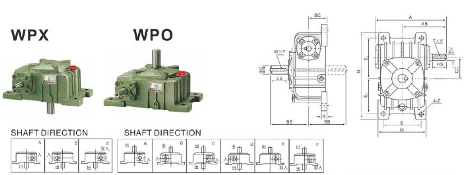 WPO Worm Gearbox Dimensions