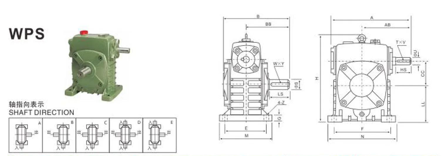 WPS Worm Gearbox Dimensions