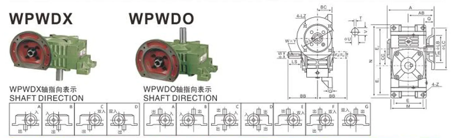 WPWDO Worm Gearbox Dimensions
