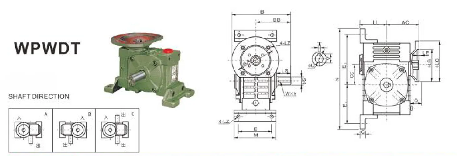 WPWDT Worm Gearbox Dimensions