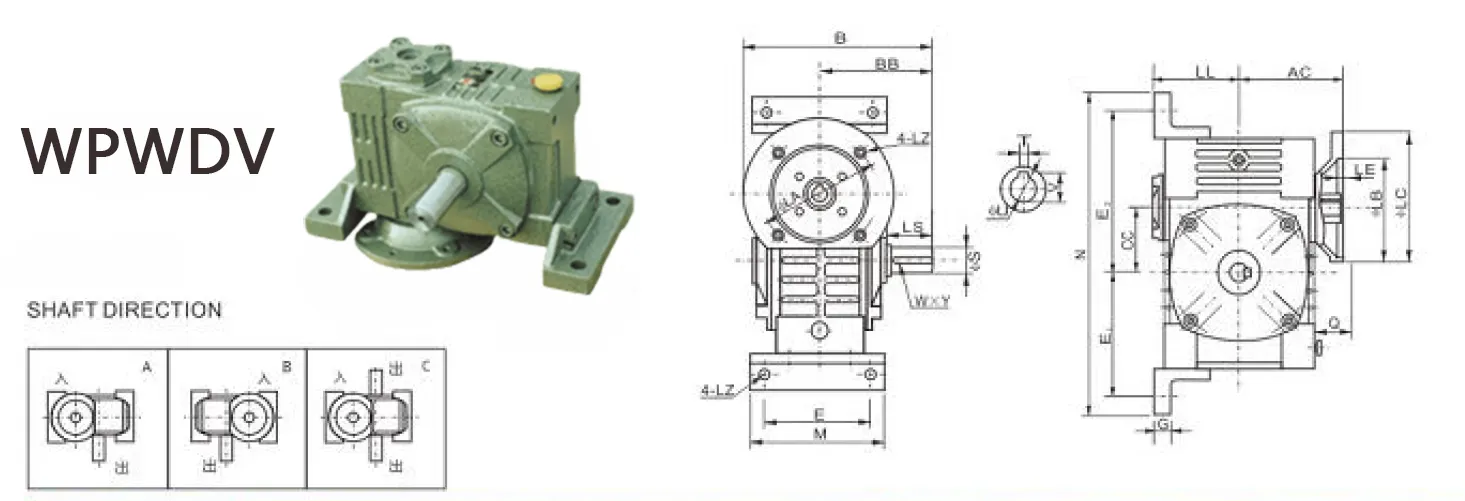 WPWDV Worm Gearbox Dimensions