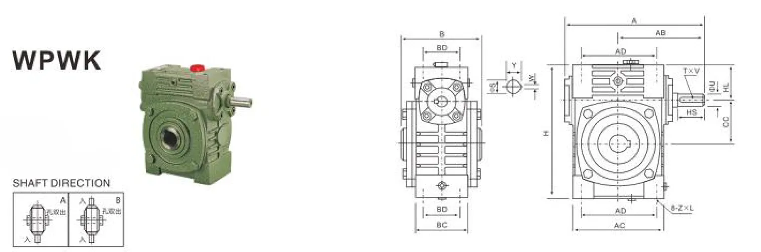 WPWK Worm Gearbox Dimensions