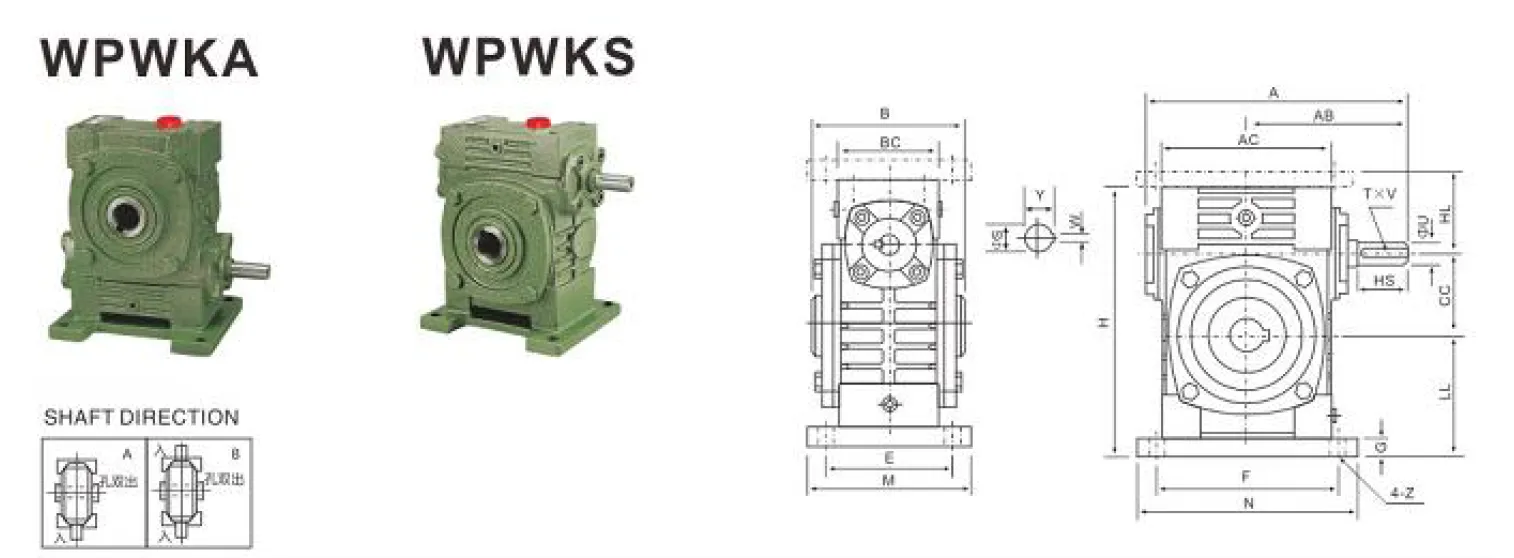 WPWKA Worm Gearbox Dimensions