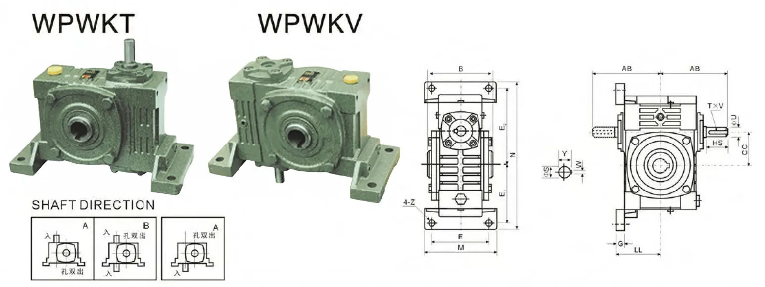 WPWKV Worm Gearbox Dimensions
