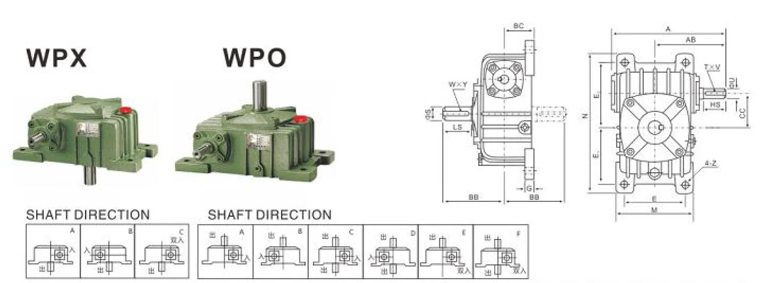 WPX Worm Gearbox Dimensions