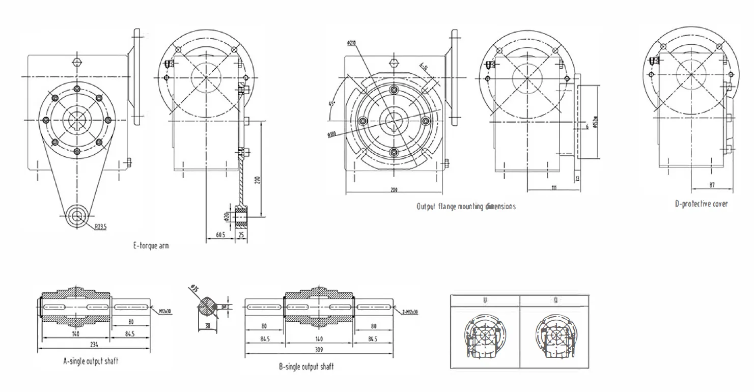 GMSS Stainless Steel Worm Gearbox Dimensions