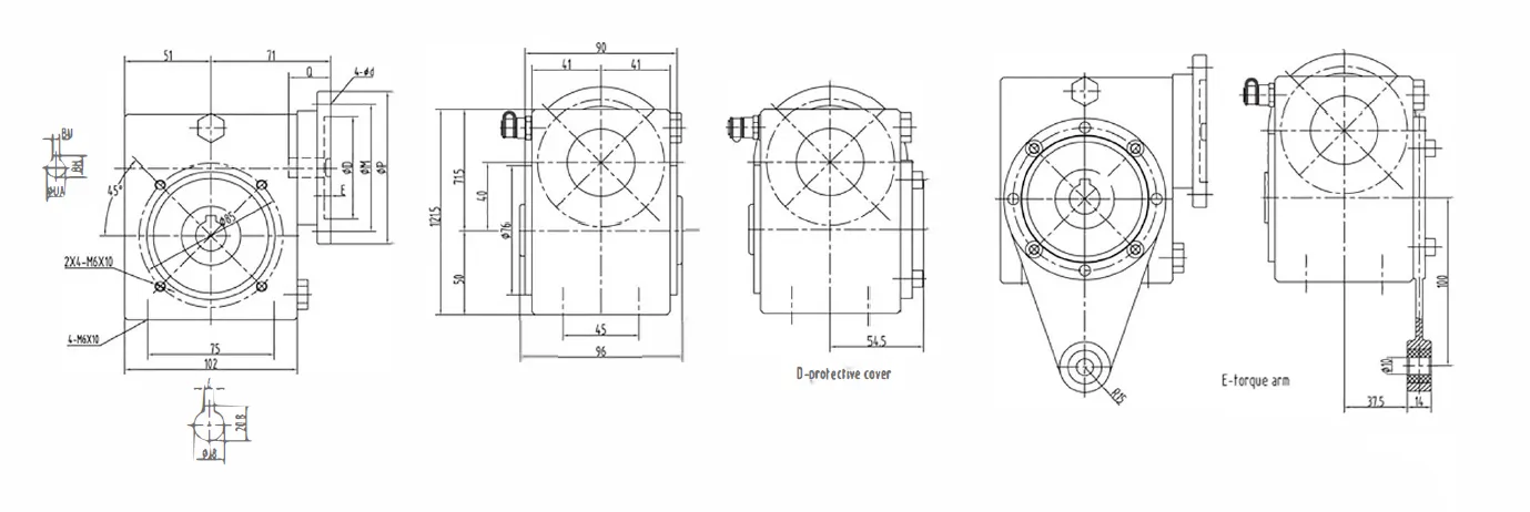 GMSS Stainless Steel Worm Gearbox Dimensions