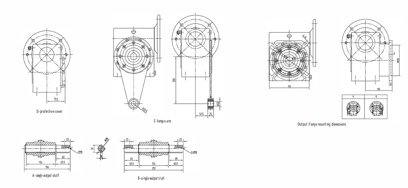 GMSS Stainless Steel Worm Gearbox Dimensions