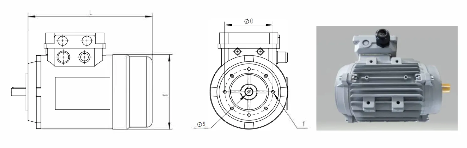 Dimensões do motor IP56
