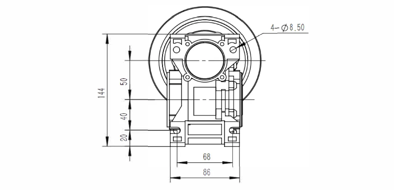 Dimensões do Redutor de Engrenagem Helicoidal MRV050