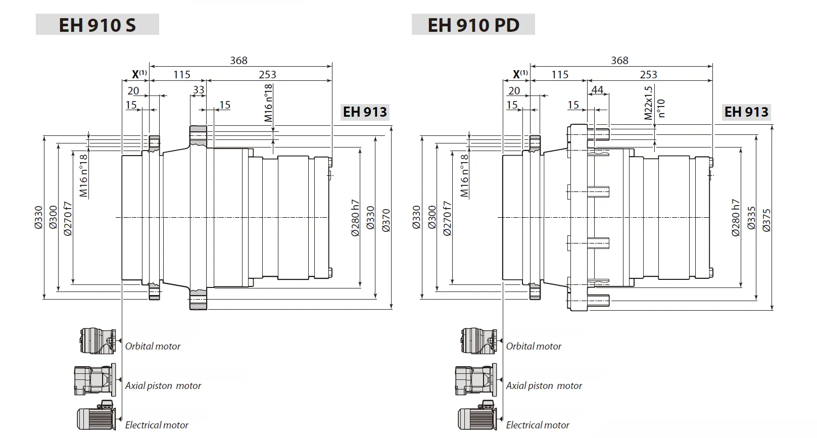 Planetary Wheel Drive Dimensions