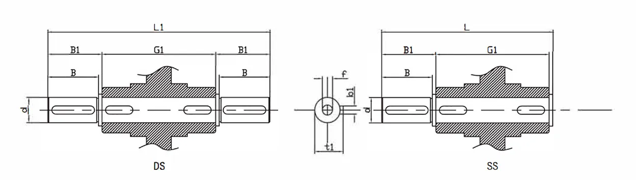 SSRV Stainless Steel Worm Gearbox 0utput Shaft Dimensions