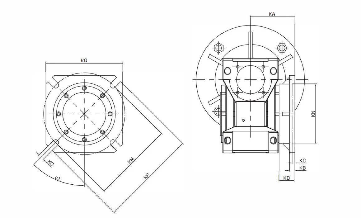 SSRV Stainlaess Steel Worm Gearbox Output Flange Dimension