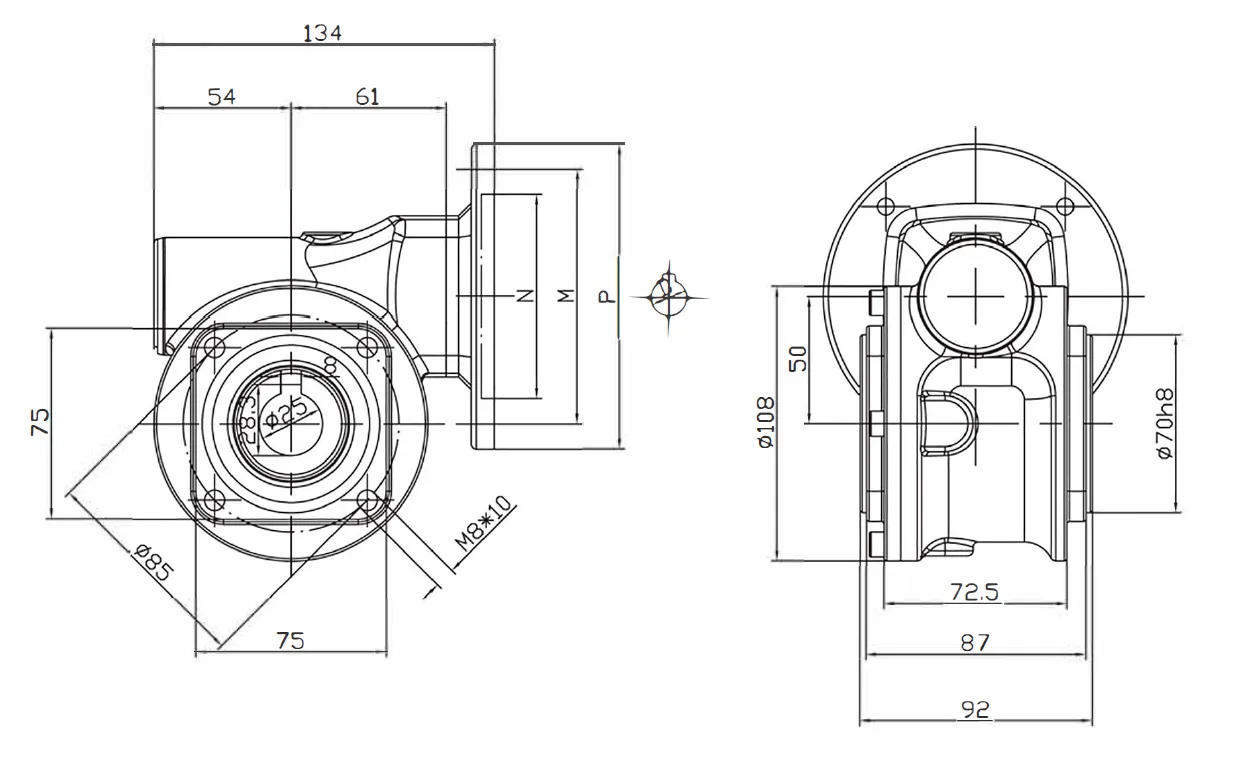 SSVF Stainless Steel Worm Gearbox Dimensions