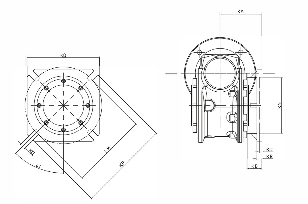 SSVF Stainless Steel Worm Gearbox Output Flange Dimensions