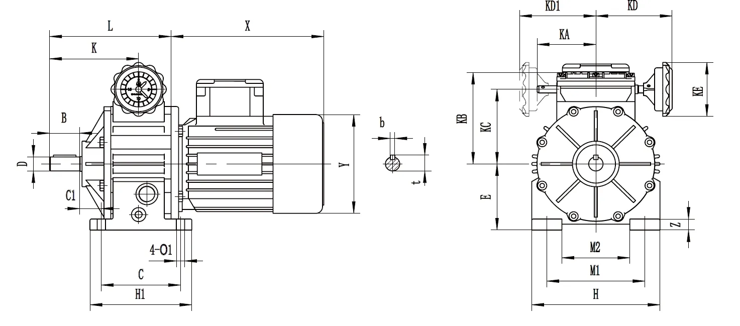UDL Stepless Speed Variator Dimensions