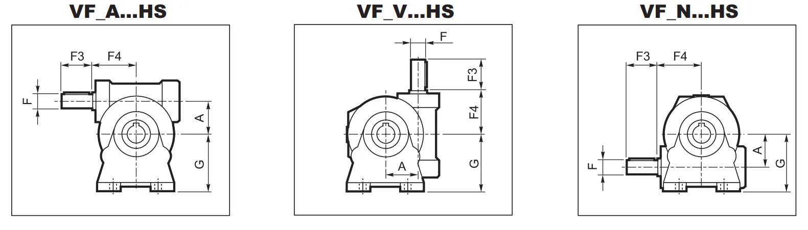 VF...HS - W...HS Worm Gear Reducer Dimensions