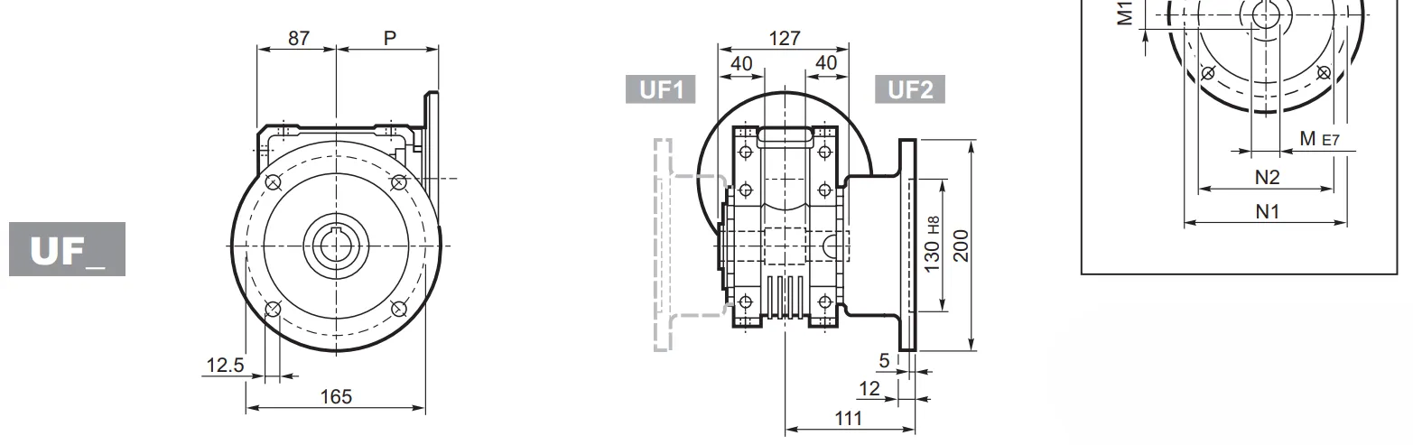 W75 Worm Gear Reducer Dimensions