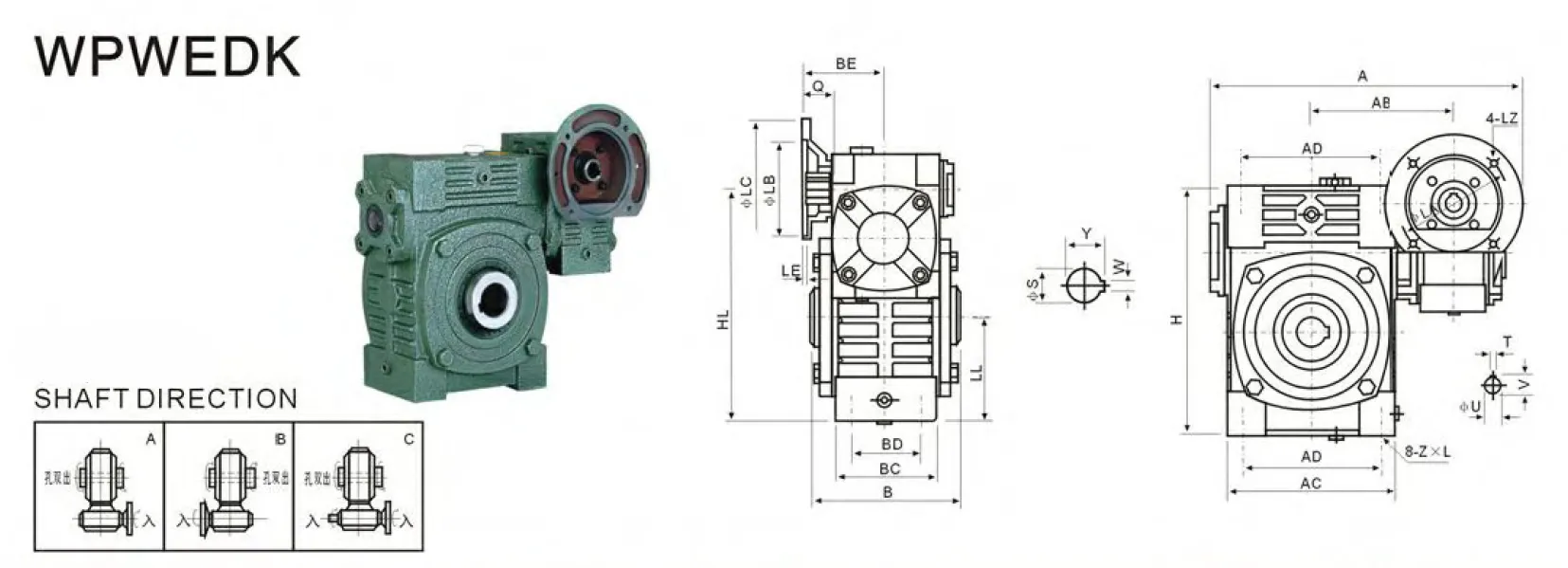 WPWEDK Worm Gearbox Dimensions