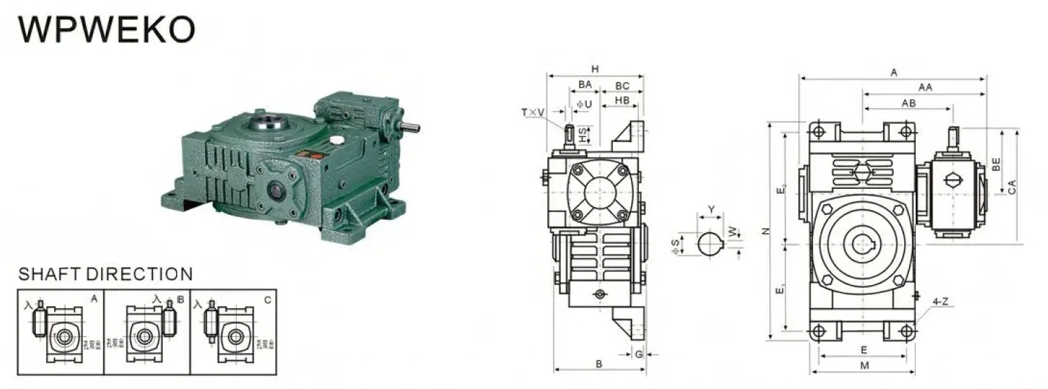 WPWEKO Worm Gearbox Dimensions
