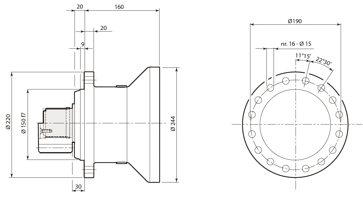 Planetary Slewing Drive Dimensions