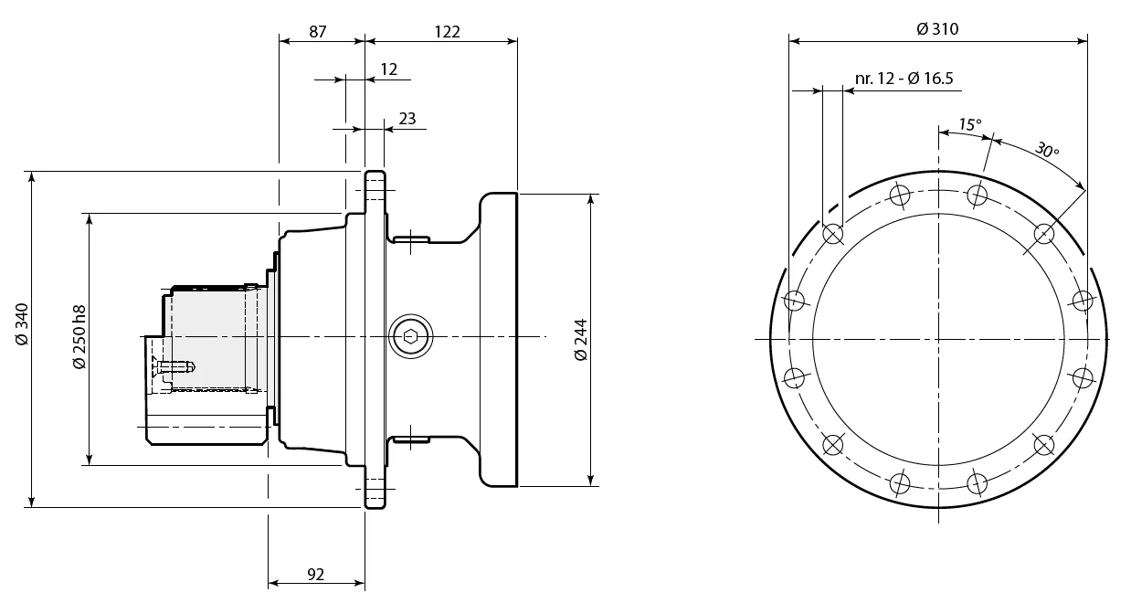 Planetary Slewing Drive Dimensions