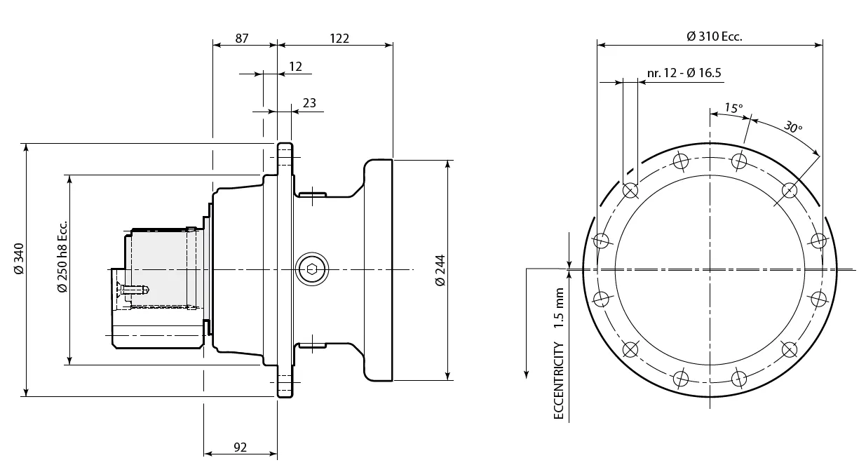 Planetary Slewing Drive Dimensions