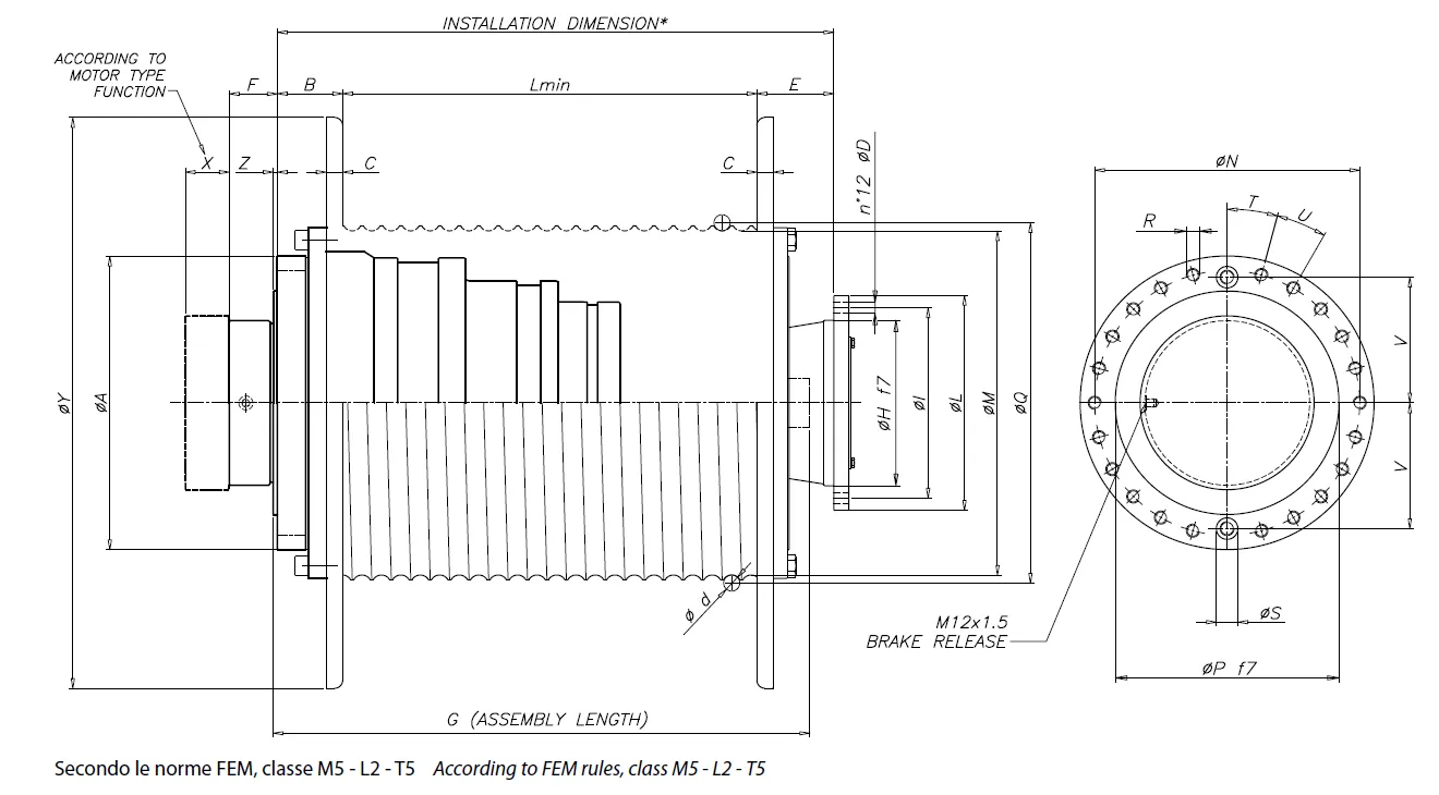Planetary Winch Drive Dimensions
