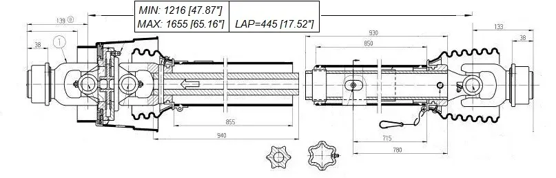PTO Shaft for Woods Multi Spindle Rotary Cutters
