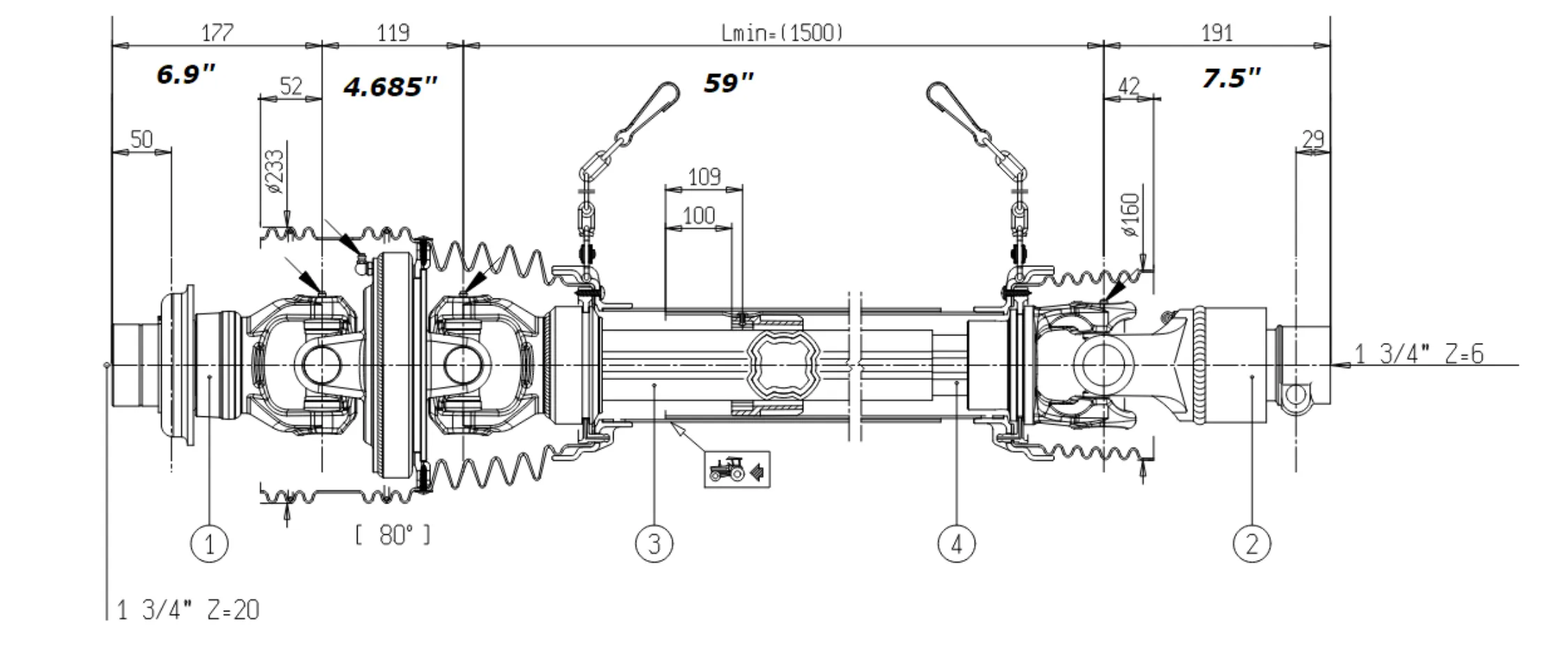 PTO Shaft for Peecon Feed Mixer