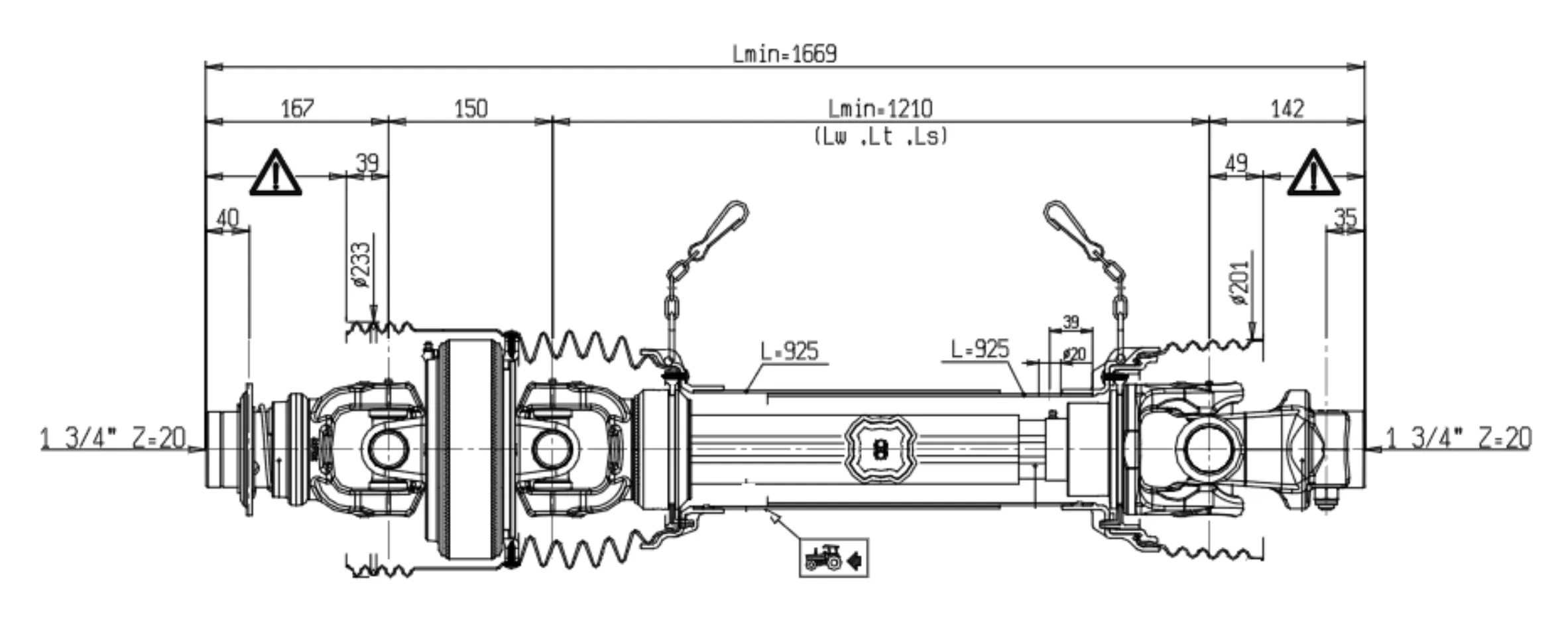 约翰迪尔牌割草机动力输出轴